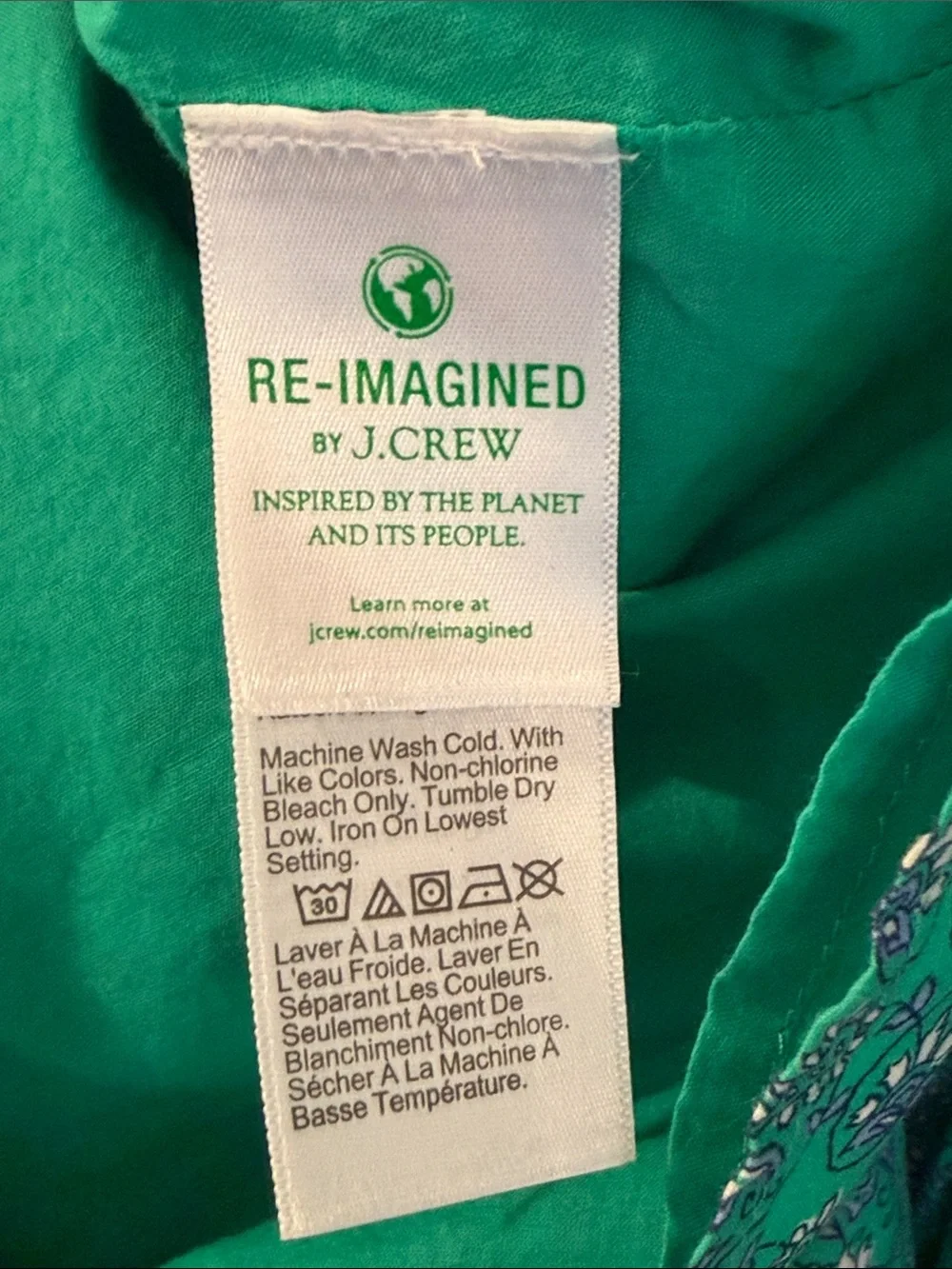 J. Crew Teal Green Floral Long-Sleeve Button Dress